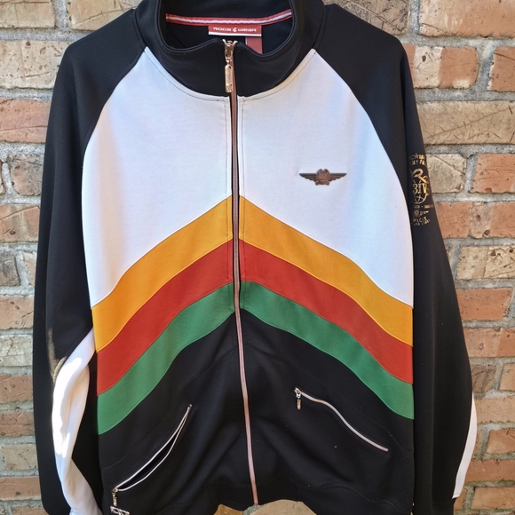 Rocawear Other - Rocawear Track Jacket Size 3XL Biggie Style Multicolor Stripes Hip Hop